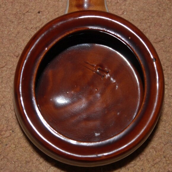 Vintage Brown Stoneware French Onion Soup Crock Bowl with Handle and Lid - Picture 7 of 16